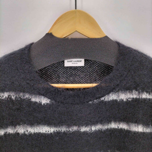 サンローランパリ SAINT LAURENT PARIS Interrupted Striped Mohair Blend Pullover メンズ import:S