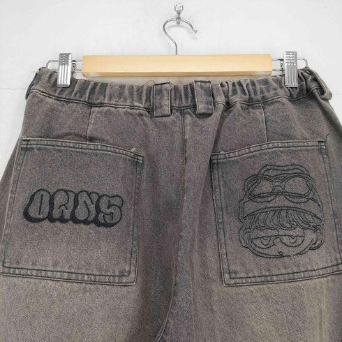OWNS 刺繍ロゴ ワイド デニムパンツ street メンズ