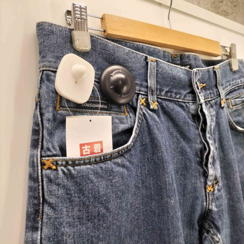 ドルチェアンドガッバーナ DOLCE&GABBANA MADE IN ITALY イタリア製 16CLASSIC ロゴプレート 6ポケット ストレート デニム パンツ メンズ 48