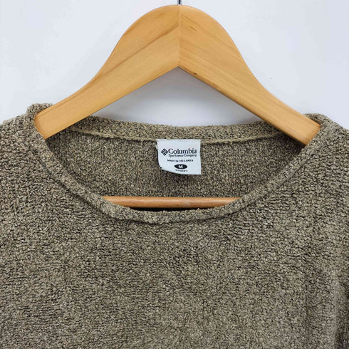 コロンビア Columbia パイル地 レザーパッチ ロールネック ニット レディース import:M