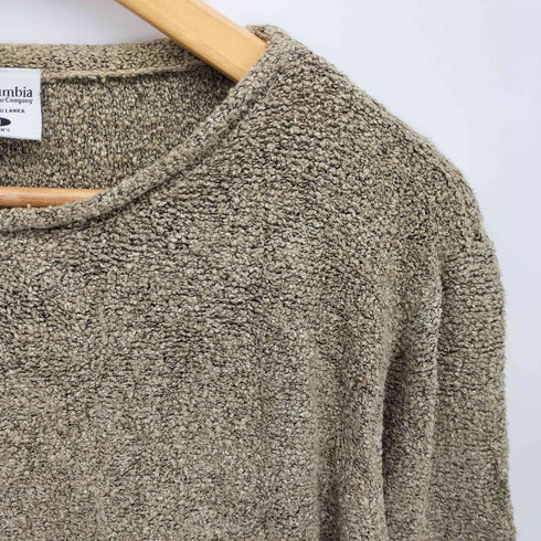 コロンビア Columbia パイル地 レザーパッチ ロールネック ニット レディース import:M