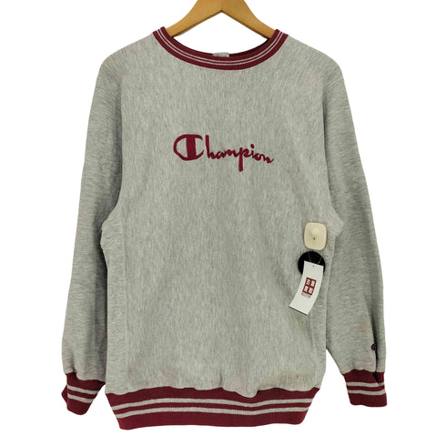 チャンピオン Champion 90s REVERSE WEAVE リブライン スプリクトロゴ 刺繍 クルーネック スウェット メンズ import:L