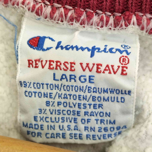 チャンピオン Champion 90s REVERSE WEAVE リブライン スプリクトロゴ 刺繍 クルーネック スウェット メンズ import:L