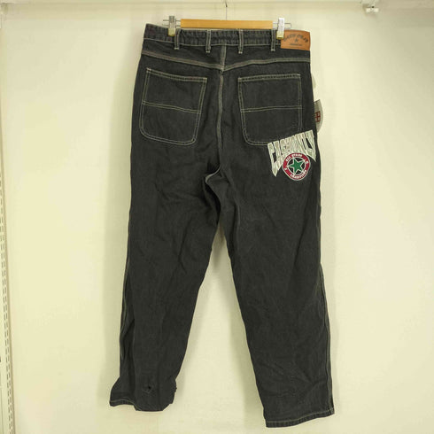 CASH ONLY 背面パッチ刺繍 ブラックデニムパンツ ウエスト ドローコード メンズ 34
