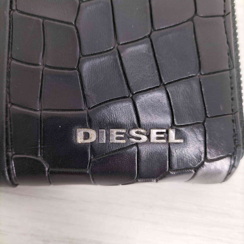 ディーゼル DIESEL ラウンドジップ レザー メタルロゴ クロコ型押し 切替 長財布 メンズ