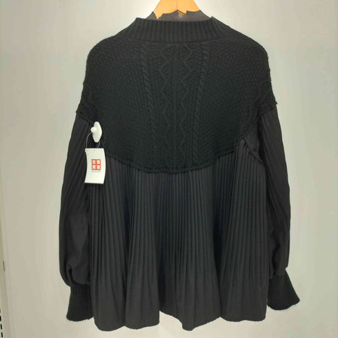 ドゥドゥ DouDou ケーブルニット×プリーツ異素材切替プルオーバー レディース FREE