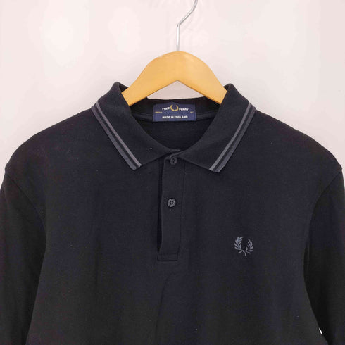 フレッドペリー FRED PERRY Black Long-Sleeve Polo ロングスリーブポロシャツ メンズ 42