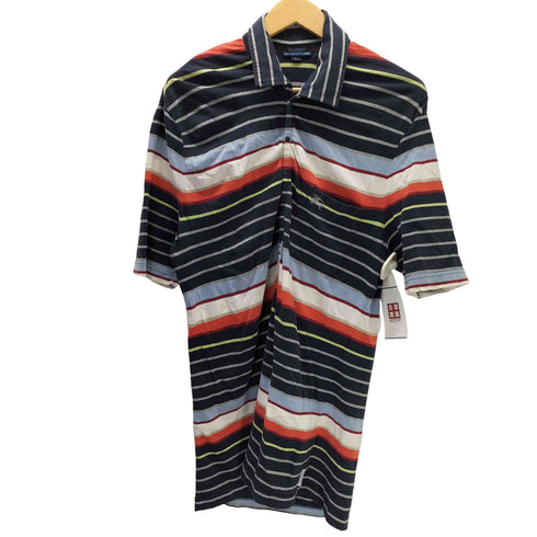 バーバリーブルーレーベル BURBERRY BLUE LABEL ロゴ 刺繍 S/S マルチ ボーダー ポロ シャツ メンズ import:L