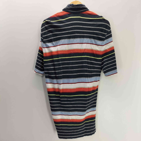 バーバリーブルーレーベル BURBERRY BLUE LABEL ロゴ 刺繍 S/S マルチ ボーダー ポロ シャツ メンズ import:L