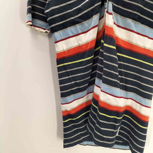 バーバリーブルーレーベル BURBERRY BLUE LABEL ロゴ 刺繍 S/S マルチ ボーダー ポロ シャツ メンズ import:L