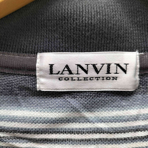 ランバンコレクション LANVIN COLLECTION ロゴ刺繍 マルチ ボーダー S/S ポロ シャツ メンズ import:M