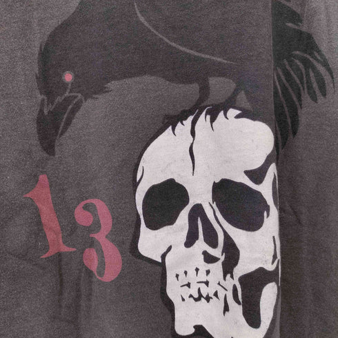 オールドクロウ OLD CROW ワンポイントロゴプリント フェード クラックデザイン クルーネック半袖Tシャツカットソー メンズ L