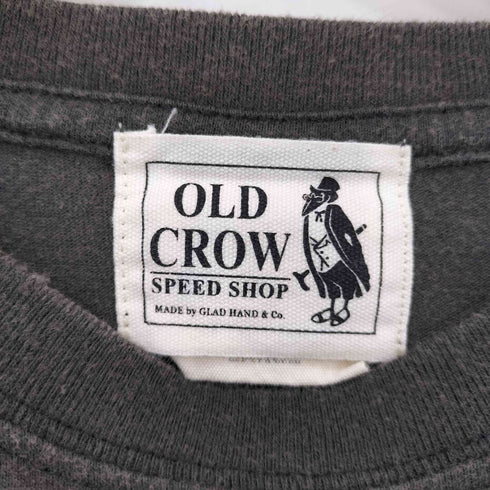 オールドクロウ OLD CROW ワンポイントロゴプリント フェード クラックデザイン クルーネック半袖Tシャツカットソー メンズ L