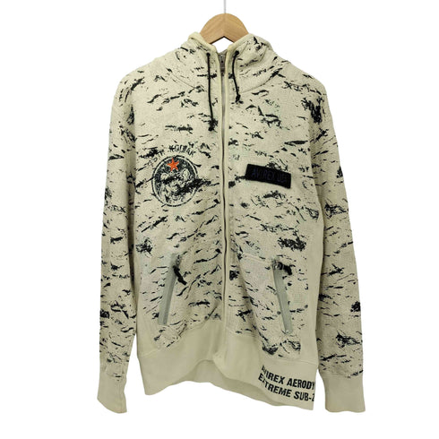 アヴィレックス AVIREX 刺繍 ワッペン 総柄 ジップパーカー メンズ JPN:L