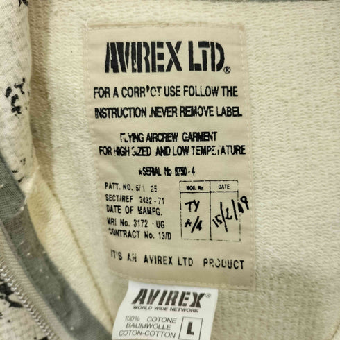 アヴィレックス AVIREX 刺繍 ワッペン 総柄 ジップパーカー メンズ JPN:L