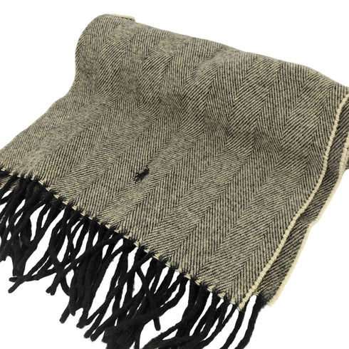 ポロバイラルフローレン Polo by RALPH LAUREN 90s ポニー刺繍 ラムウール100 ヘリンボーン フリンジ マフラー メンズ