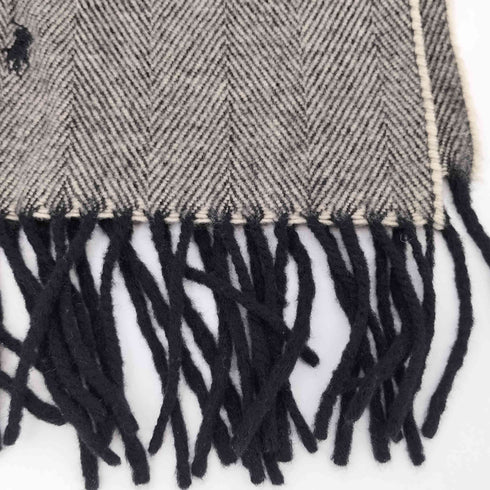 ポロバイラルフローレン Polo by RALPH LAUREN 90s ポニー刺繍 ラムウール100 ヘリンボーン フリンジ マフラー メンズ