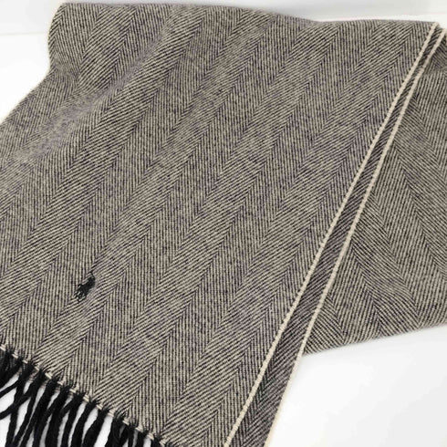 ポロバイラルフローレン Polo by RALPH LAUREN 90s ポニー刺繍 ラムウール100 ヘリンボーン フリンジ マフラー メンズ