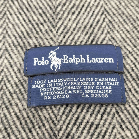 ポロバイラルフローレン Polo by RALPH LAUREN 90s ポニー刺繍 ラムウール100 ヘリンボーン フリンジ マフラー メンズ