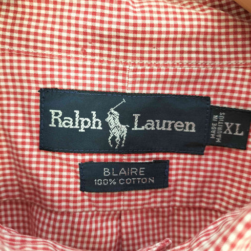 ラルフローレン RALPH LAUREN 90S BLAIRE ポニー刺繍 チェック柄 ボタンダウンシャツ メンズ import:XL