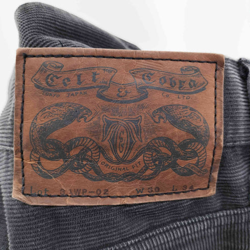 CELT&COBRA 太畝 革パッチ コーデュロイ ボタンフライ ストレートパンツ メンズ W30 L34