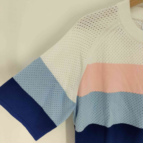 カルバンクラインジーンズ Calvin Klein Jeans ロゴ刺繍 マルチカラー S/S クルーネック ニットセーターL レディース import:L
