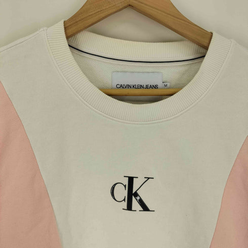 カルバンクラインジーンズ Calvin Klein Jeans ロゴプリント 切替 マルチカラー L/S クルーネック スウェット レディース import:M