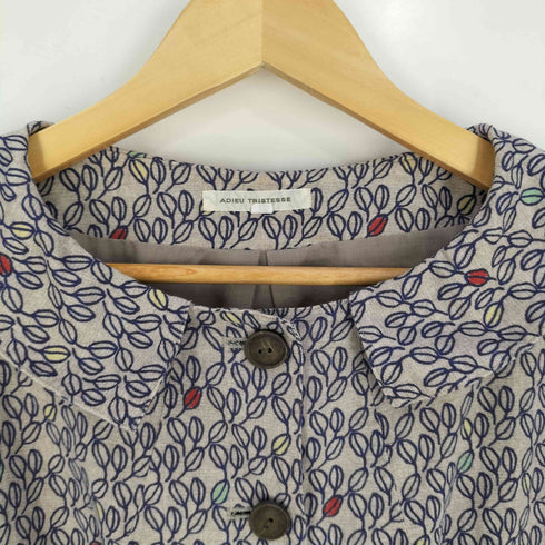 コンジェペイエアデュートリステス conges payes ADIEU TRISTESSE コットンリネン リーフ リボン付きコート レディース JPN:38