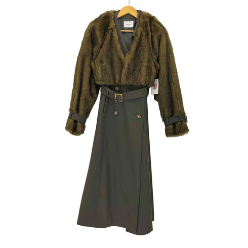 ムルーア MURUA 23aw フェイクファーベルテットロングコート レディース FREE