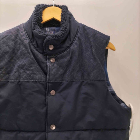 ペンドルトン PENDLETON 16AW DENIM PUFFER V INDIRINS 裏地グラデーションチェック コットン ナイロン デニム 異素材切替 ボア 中綿 ベスト メンズ import:S