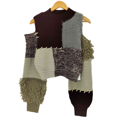 ムルーア MURUA 25aw マテリアルMIXショルダーオープンニット レディース FREE