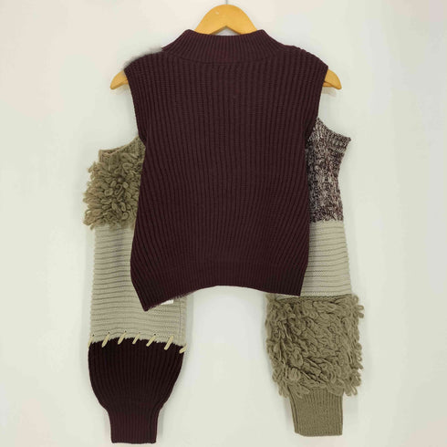 ムルーア MURUA 25aw マテリアルMIXショルダーオープンニット レディース FREE