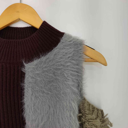 ムルーア MURUA 25aw マテリアルMIXショルダーオープンニット レディース FREE