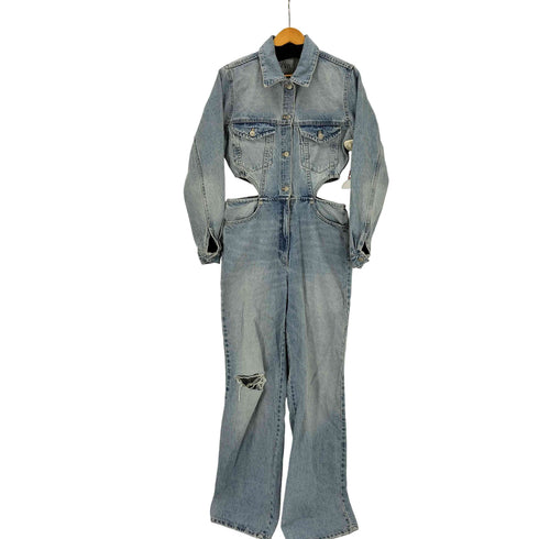 ザラ ZARA カッティングデニムジャンプスーツ レディース M