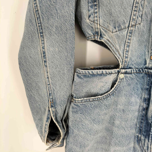ザラ ZARA カッティングデニムジャンプスーツ レディース M