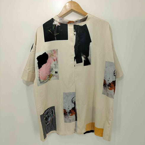 ガスヴァンサントミタイニアオイ ガスヴァンサントみたいに蒼い 転写プリント 総柄 クルーネック S/S Tシャツ レディース FREE