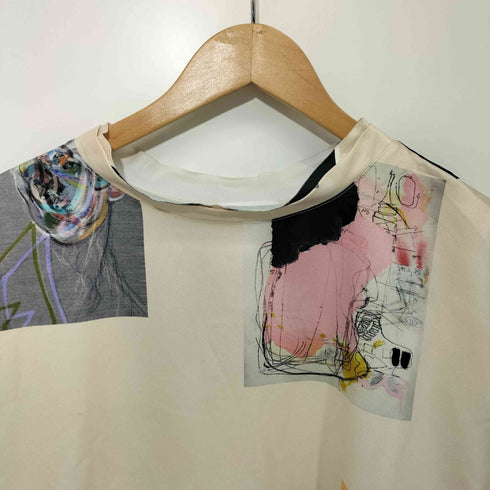 ガスヴァンサントミタイニアオイ ガスヴァンサントみたいに蒼い 転写プリント 総柄 クルーネック S/S Tシャツ レディース FREE