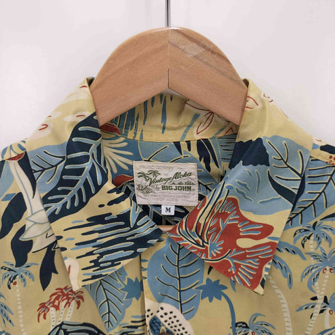 ビッグジョン BIG JOHN シルク100% 開襟 総柄アロハシャツ メンズ JPN:M