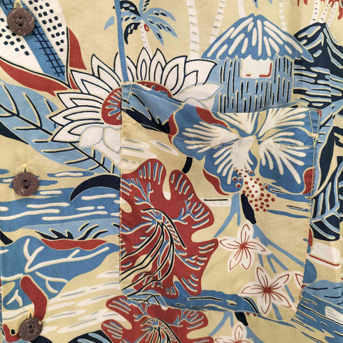 ビッグジョン BIG JOHN シルク100% 開襟 総柄アロハシャツ メンズ JPN:M