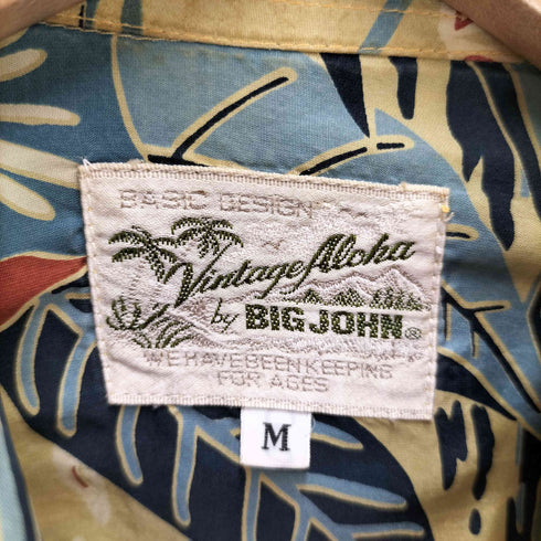 ビッグジョン BIG JOHN シルク100% 開襟 総柄アロハシャツ メンズ JPN:M