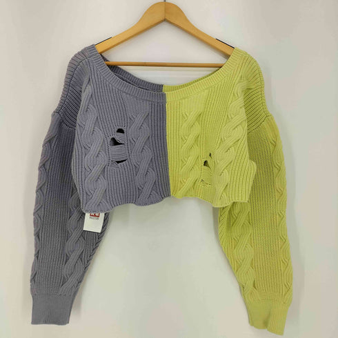 d'zzit Bi-color Damage Cable Short Knit レディース FREE