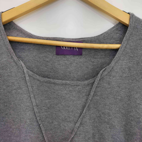VIOLETTA 24aw ローズモチーフクロップドニットトップス レディース FREE