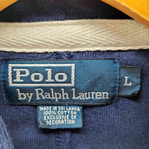 ポロバイラルフローレン Polo by RALPH LAUREN ロゴ刺繍 ナンバーワッペン フーデッド ラガーシャツ メンズ import:L
