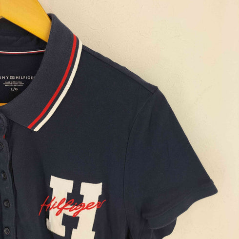 トミーヒルフィガー TOMMY HILFIGER 刺繍ロゴ ポロシャツ ワンピース レディース L