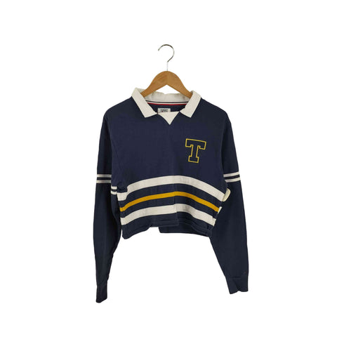 トミージーンズ tommy jeans 刺繍ロゴ クロップド シャツ レディース S