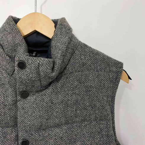シップス SHIPS ウール ツイード ヘリンボーン リバーシブル ダウンベスト メンズ JPN:S