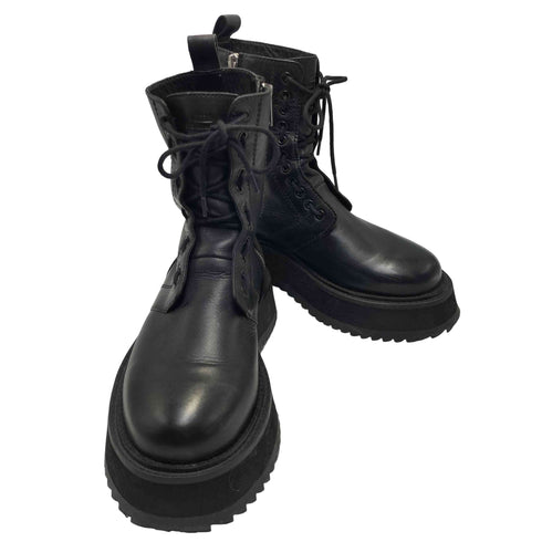 ザラ ZARA サイドジップ レザー 厚底 ブーツ レディース 41