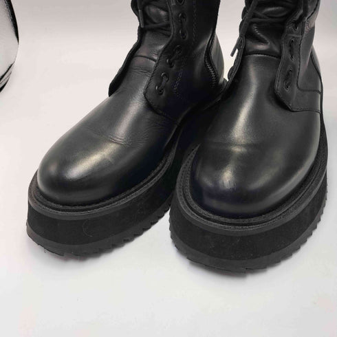 ザラ ZARA サイドジップ レザー 厚底 ブーツ レディース 41