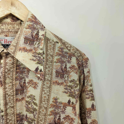 キャンパス CAMPUS 70S USA製 総柄 襟芯 ロングスリーブシャツ メンズ 15-M-15 1/2