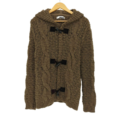 IMPERIAL イタリア製 ケーブル編み トグルボタン 比翼ジップ フーデット カーディガン Y2K メンズ